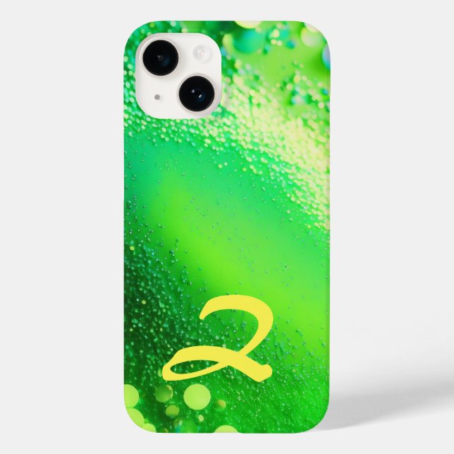 Monogrammed Lime Green Glitter Case-Mate iPhone Case (Back)