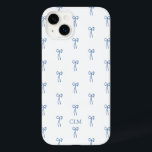 Monogrammed Little Bow Blue Case-Mate iPhone 14 Plus Case<br><div class="desc">The perfect print for your New England beach vibe!

Preppy pattern featured hand drawn blue bows.</div>