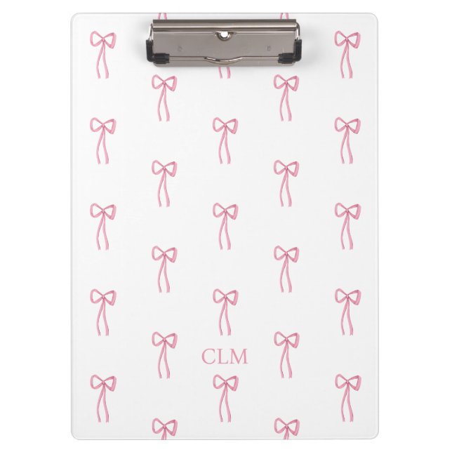 Monogrammed Little Bow Pink Clipboard (Front)