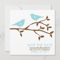 Monogrammed Love Birds Wedding Save the Date