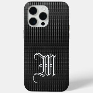 Monogrammed "M" Faux Carbon Fibre OtterBox iPhone 15 Pro Max Case