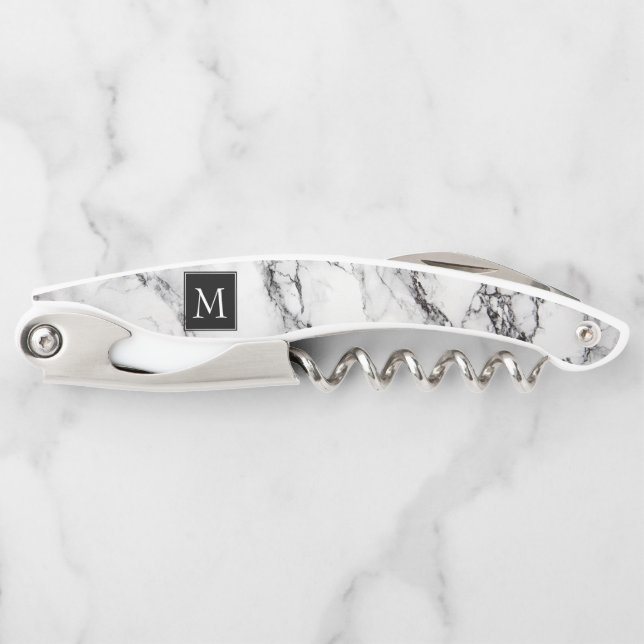 Monogrammed Marble Stone Corkscrew (Front)