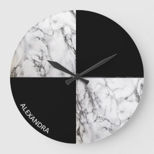 Monogrammed Marble stone Geometric Shapes Large Clock