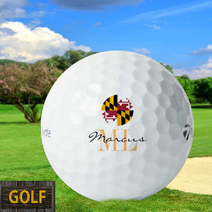 Monogrammed Maryland Flag & Maryland, USA Golf Golf Balls