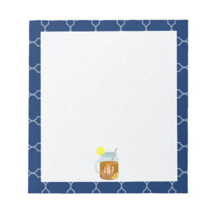 Monogrammed Mason Jar Sweet Tea - Navy Quatrefoil Notepad