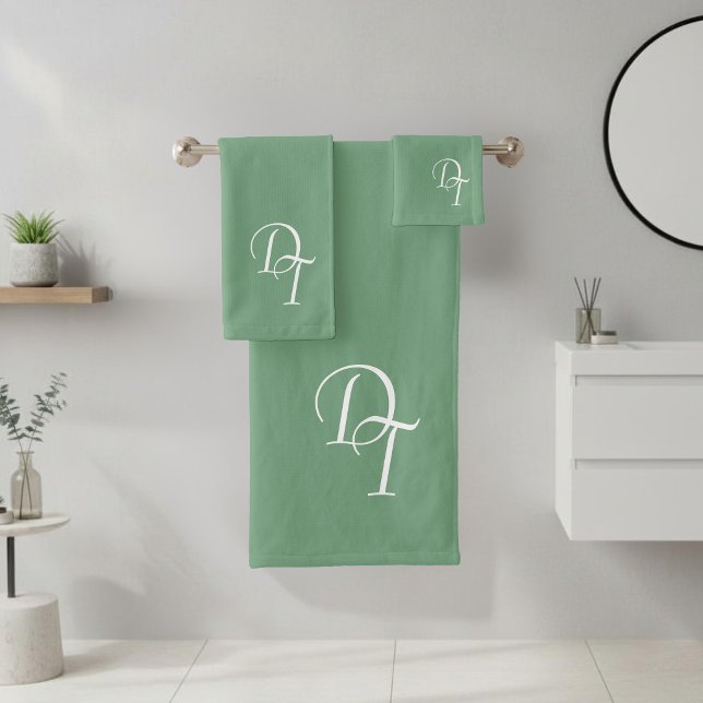 Monogrammed Matcha colour Bath Towel Set (Creator Uploaded)