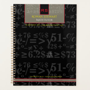 Monogrammed Math Tutor Planner