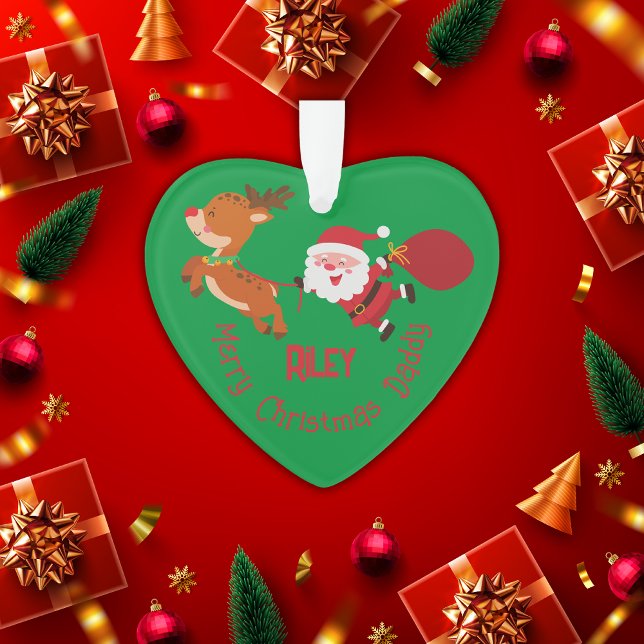 Monogrammed Merry Christmas Daddy | Heart Ornament (Creator Uploaded)