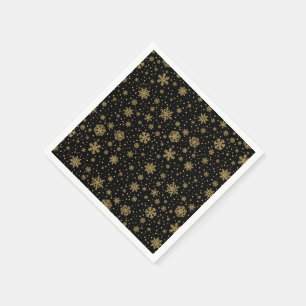 Monogrammed Merry Christmas Golden Snowflakes Napkin