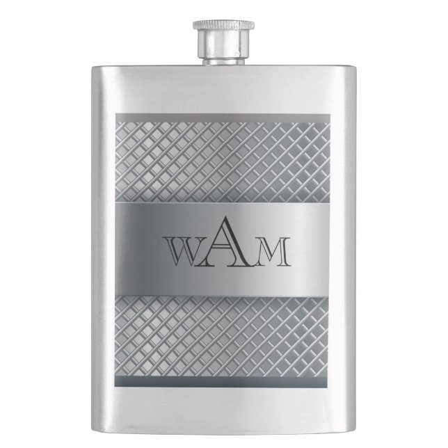 Monogrammed Metal Texture Classic Flask (Front)