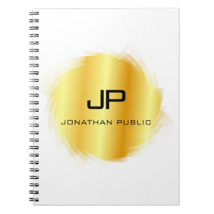 Monogrammed Metallic Gold Look Elegant Template Notebook