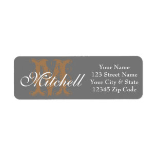 Monogrammed Mid Grey return address labels