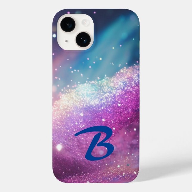 Monogrammed Milky Way Holographic Glitter Case-Mate iPhone Case (Back)
