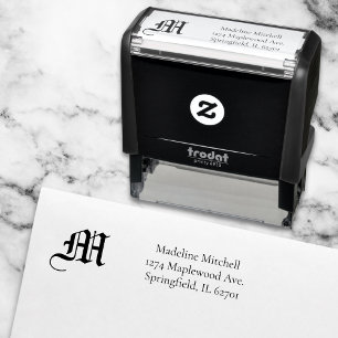 Monogrammed Minimal Elegant Ornate Stylish Black Self-inking Stamp