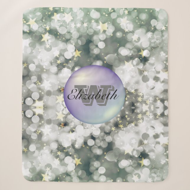 Monogrammed Minimalism  Glittery  Background Sherpa Blanket (Front)