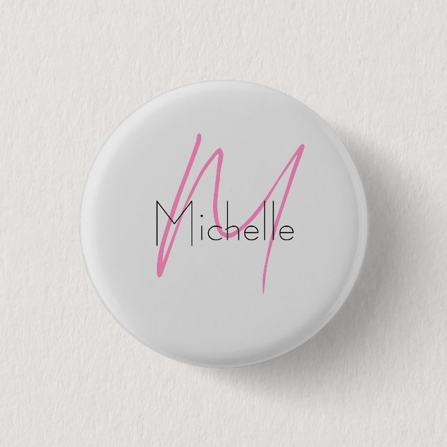 Monogrammed Minimalist Plain Modern Name 3 Cm Round Badge (Front)