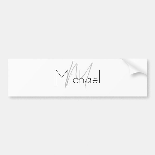 Monogrammed Minimalist Plain Modern Name Bumper Sticker (Front)