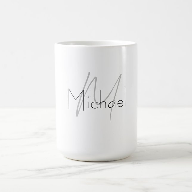 Monogrammed Minimalist Plain Modern Name Coffee Mug (Center)