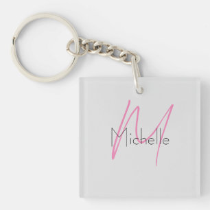 Monogrammed Minimalist Plain Modern Name Key Ring