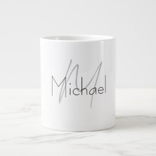 Monogrammed Minimalist Plain Modern Name Large Coffee Mug