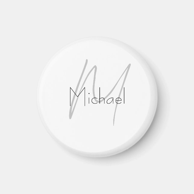 Monogrammed Minimalist Plain Modern Name Magnet (Front)