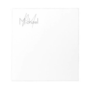 Monogrammed Minimalist Plain Modern Name Notepad