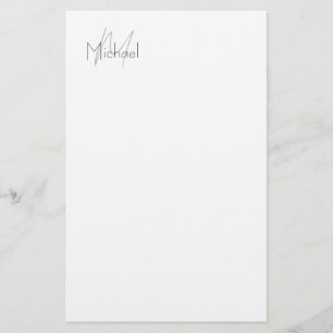 Monogrammed Minimalist Plain Modern Name Stationery