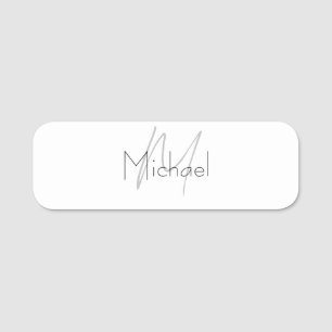 Monogrammed Minimalist Plain Modern Name Tag