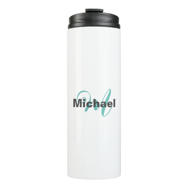 Monogrammed Minimalist Plain Modern Thermal Tumbler (Front)