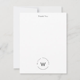 Monogrammed Minimalistic Modern White Card