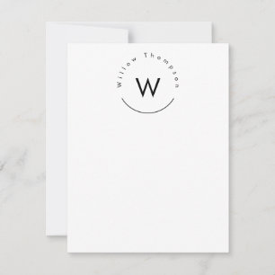 Monogrammed Minimalistic Modern White Card