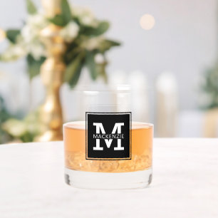 Monogrammed Modern and Minimalist Personalised Whiskey Glass