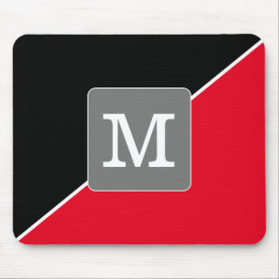Monogrammed Modern and simple Black and red trendy Mouse Pad