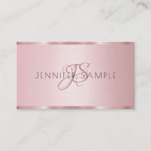 Monogrammed Modern Elegant Rose Gold Premium Thick Business Card