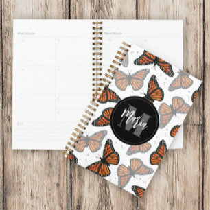 Monogrammed Modern Elegant Simple Butterflies Planner