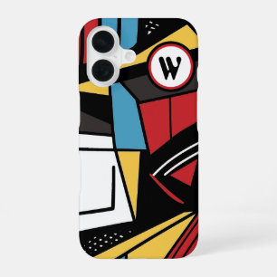 Monogrammed Modern Geometric Abstract iPhone 16 Case