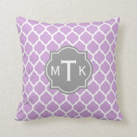 Monogrammed Modern Grey and Lilac Lattice Pattern