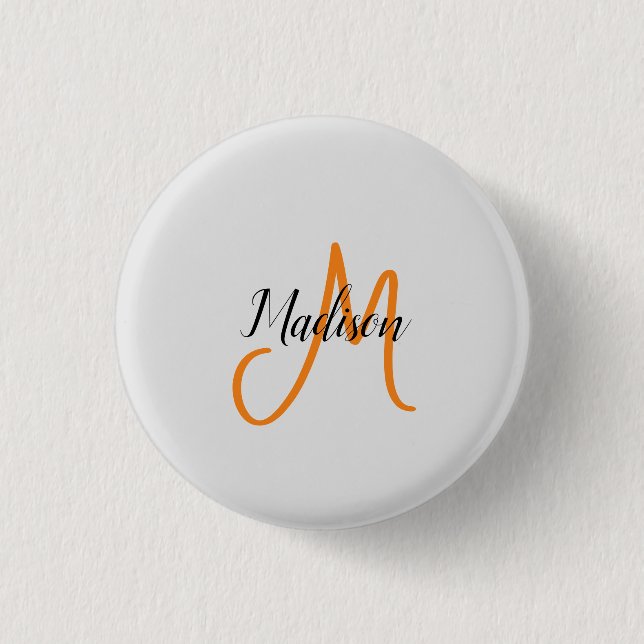 Monogrammed Modern Handwriting Name Initial 3 Cm Round Badge (Front)