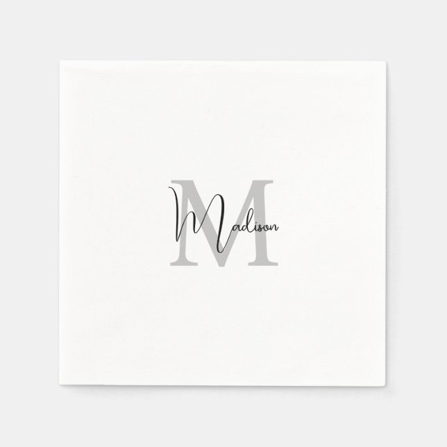 Monogrammed Modern Handwriting Name Initial Napkin (Front)