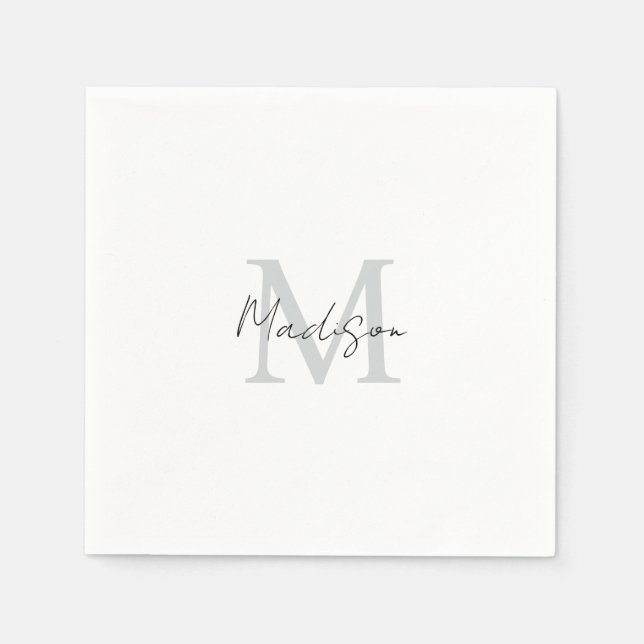 Monogrammed Modern Handwriting Name Initial Napkin (Front)