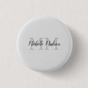 Monogrammed Modern Handwriting Name Initials 3 Cm Round Badge