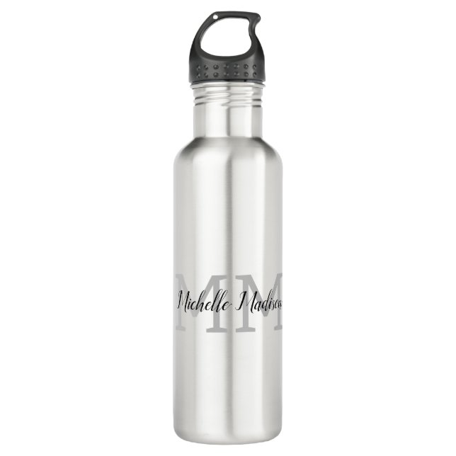 Monogrammed Modern Handwriting Name Initials 710 Ml Water Bottle (Front)