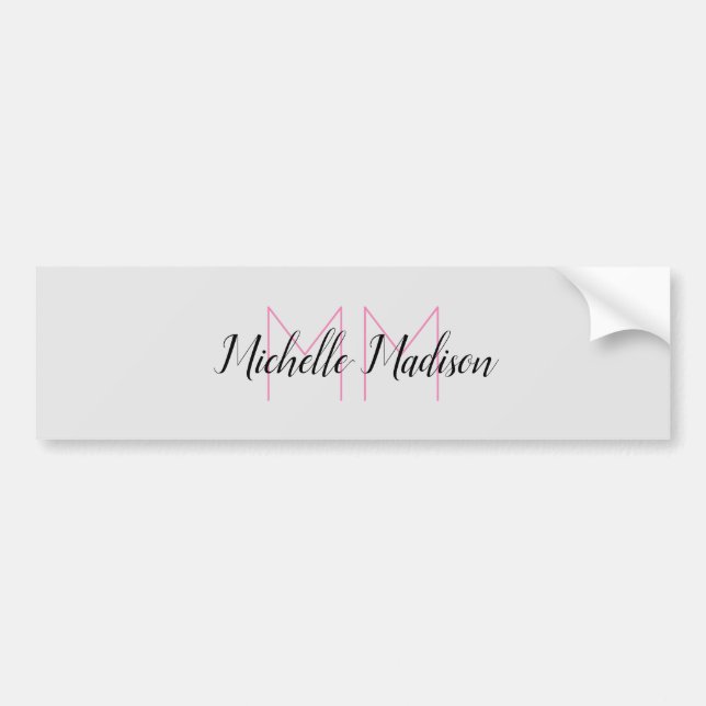 Monogrammed Modern Handwriting Name Initials Bumper Sticker (Front)