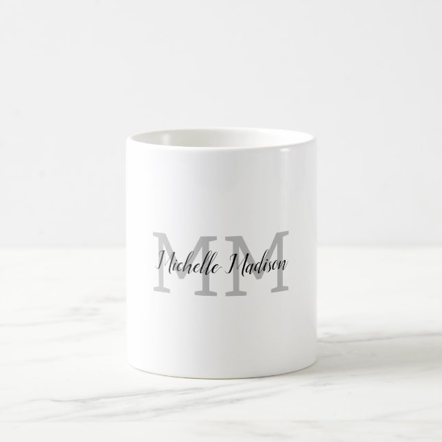 Monogrammed Modern Handwriting Name Initials Coffee Mug (Center)