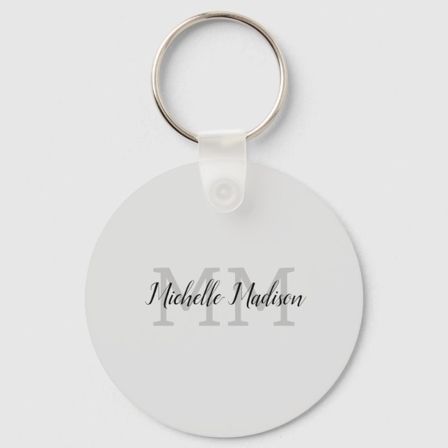 Monogrammed Modern Handwriting Name Initials Key Ring (Front)