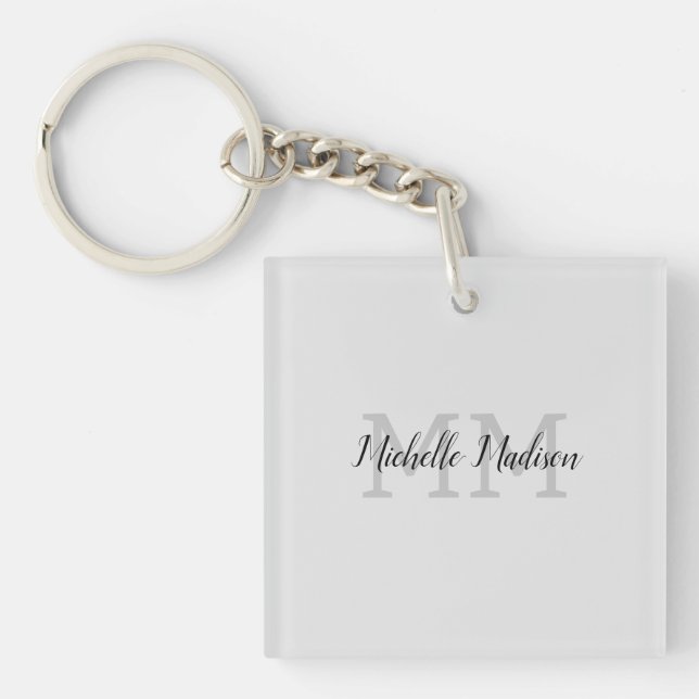 Monogrammed Modern Handwriting Name Initials Key Ring (Front)