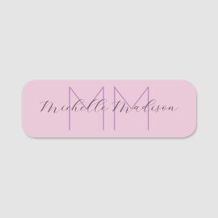 Monogrammed Modern Handwriting Name Initials Name Tag