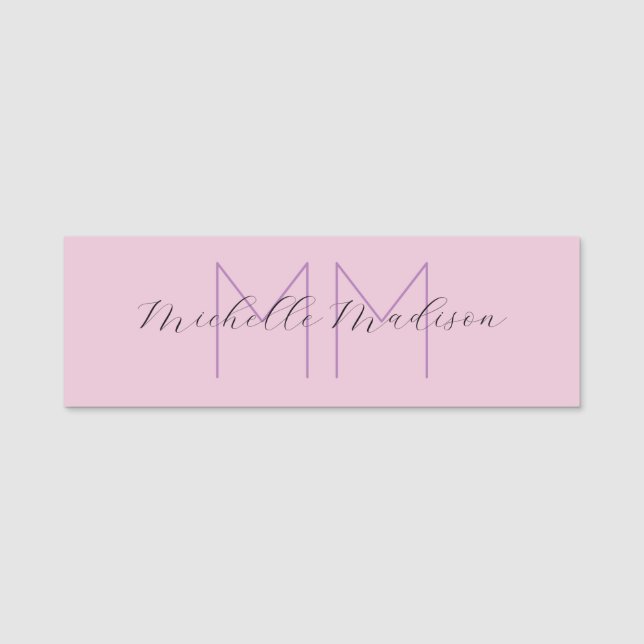 Monogrammed Modern Handwriting Name Initials Name Tag (Front)