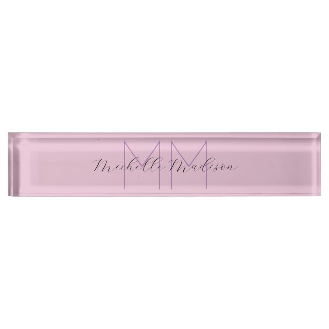 Monogrammed Modern Handwriting Name Initials Nameplate (Front)