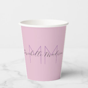 Monogrammed Modern Handwriting Name Initials Paper Cups